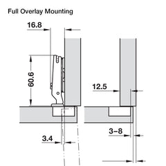 94° Mini Series 400 Hinge — Nickel-Plated