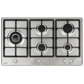 90cm Gas Cooktop with Wok Burner — Stainless Steel