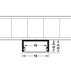 Aluminium Profile for Surface Mounted Strip Lights — Silver Anodised