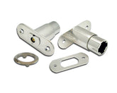 Armstrong Sliding Door Push Lock Housing. Ø19mm x 24.8mm Barrel Length. Incl. Rosette and Striker Plate.