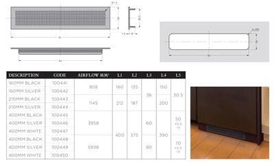 Aluminium Ventilation Grille | 400mm × 80mm