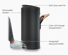 Arc™ 30L Easy-push Matt Black Pedal Bin