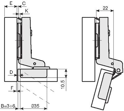 143 Concealed Hinge — 110°