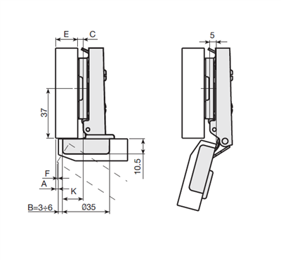 143 Concealed Hinge — 110°