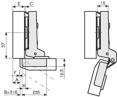 143 Concealed Hinge — 110°