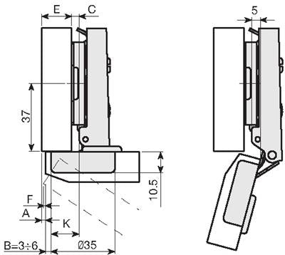 143 Concealed Hinge — 110°