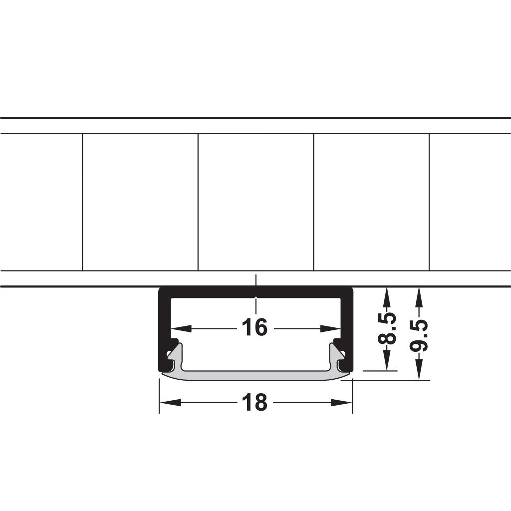 Aluminium Profile for Surface Mounted Strip Lights — Silver Anodised