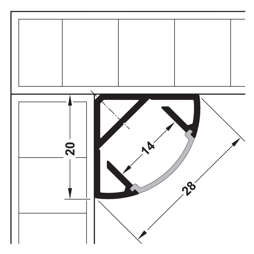 Aluminium Profile for Corner Mounting — Silver Anodised