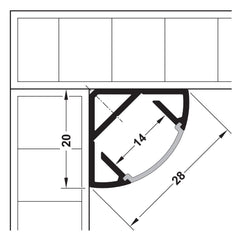 Aluminium Profile for Corner Mounting — Silver Anodised