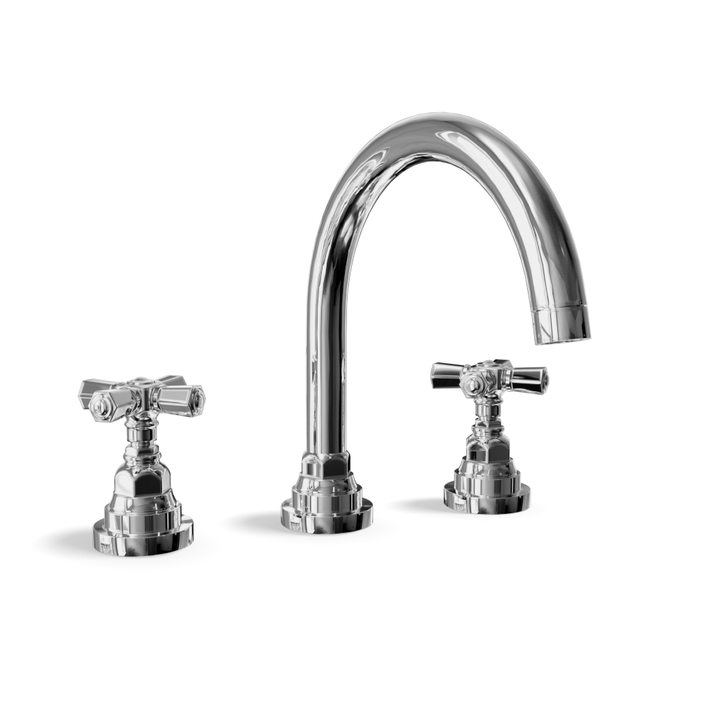 3-Hole Basin Tap — Bridge, Traditional Spout with Pop-Up Waste | Agora