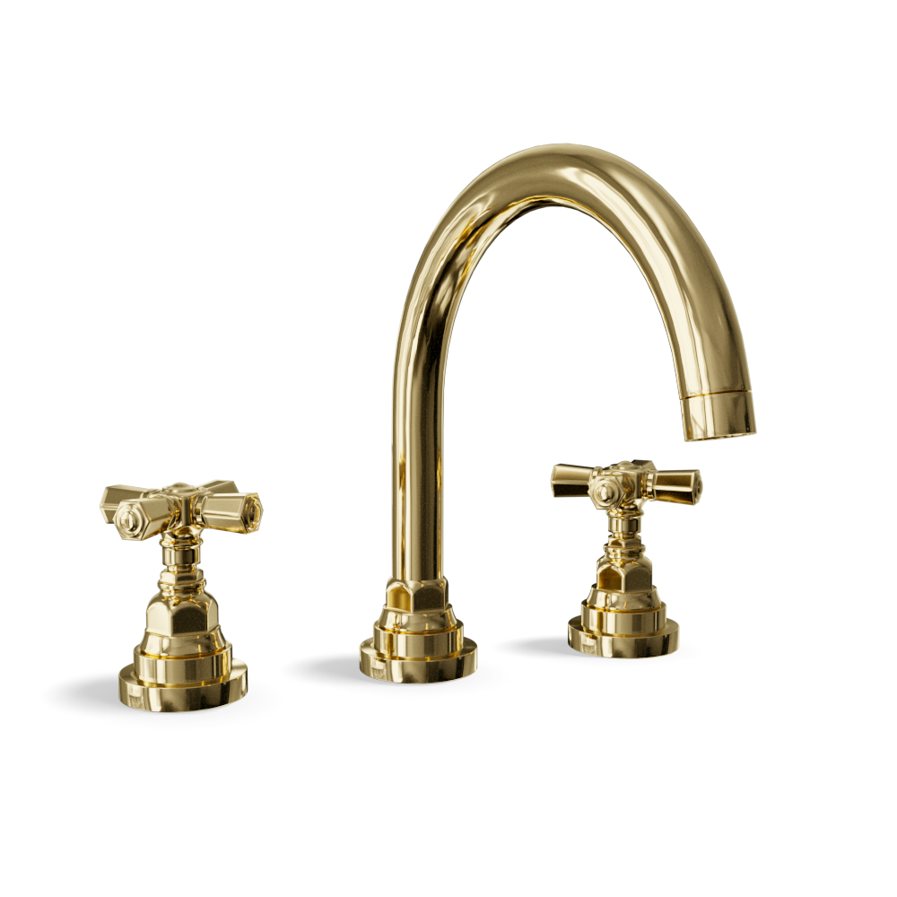 3-Hole Basin Tap — Bridge, Traditional Spout with Pop-Up Waste | Agora
