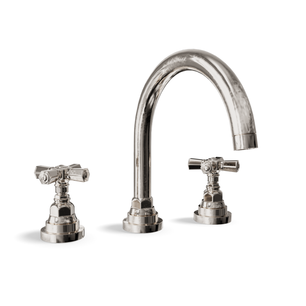3-Hole Basin Tap — Bridge, Traditional Spout with Pop-Up Waste | Agora