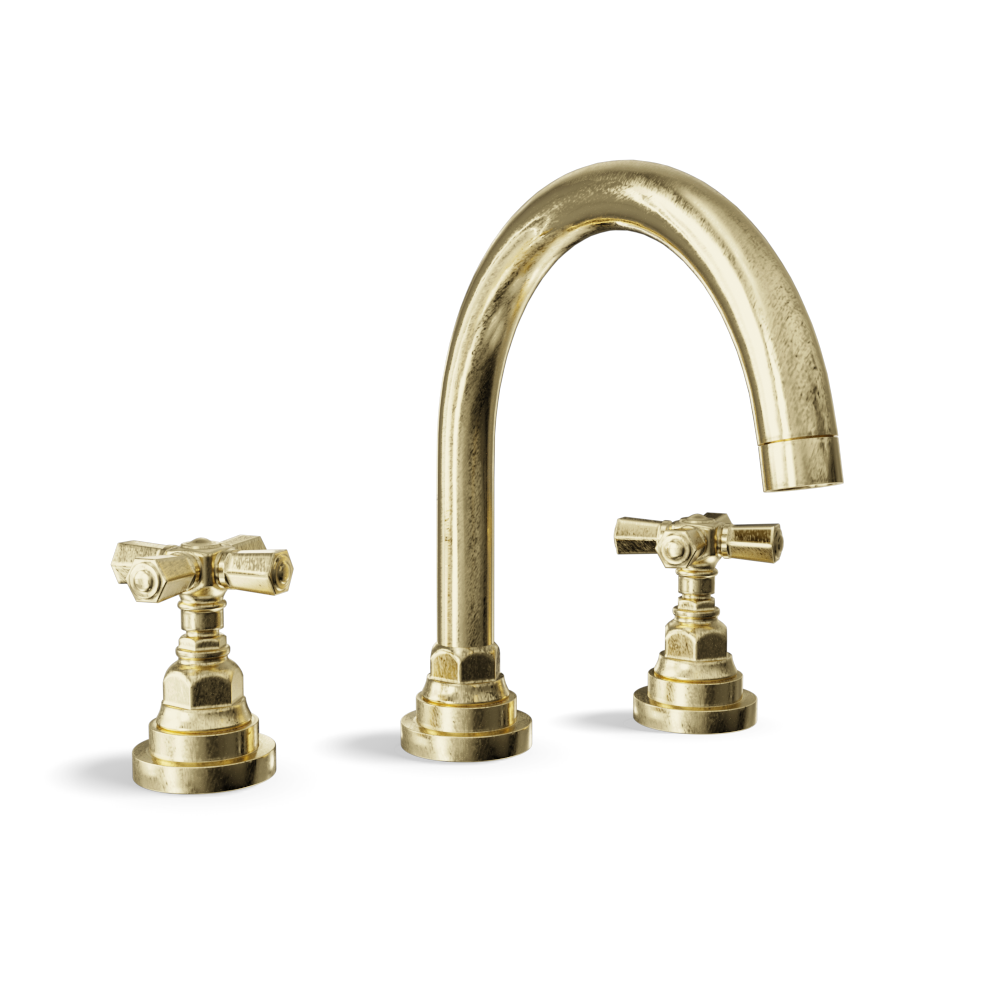 3-Hole Basin Tap — Bridge, Traditional Spout with Pop-Up Waste | Agora