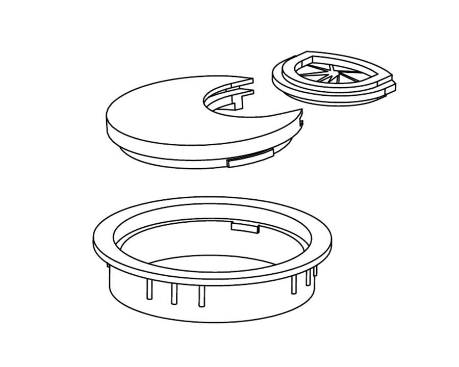 60mm Round Cable Entry Cover — Pearl Nickel Plated