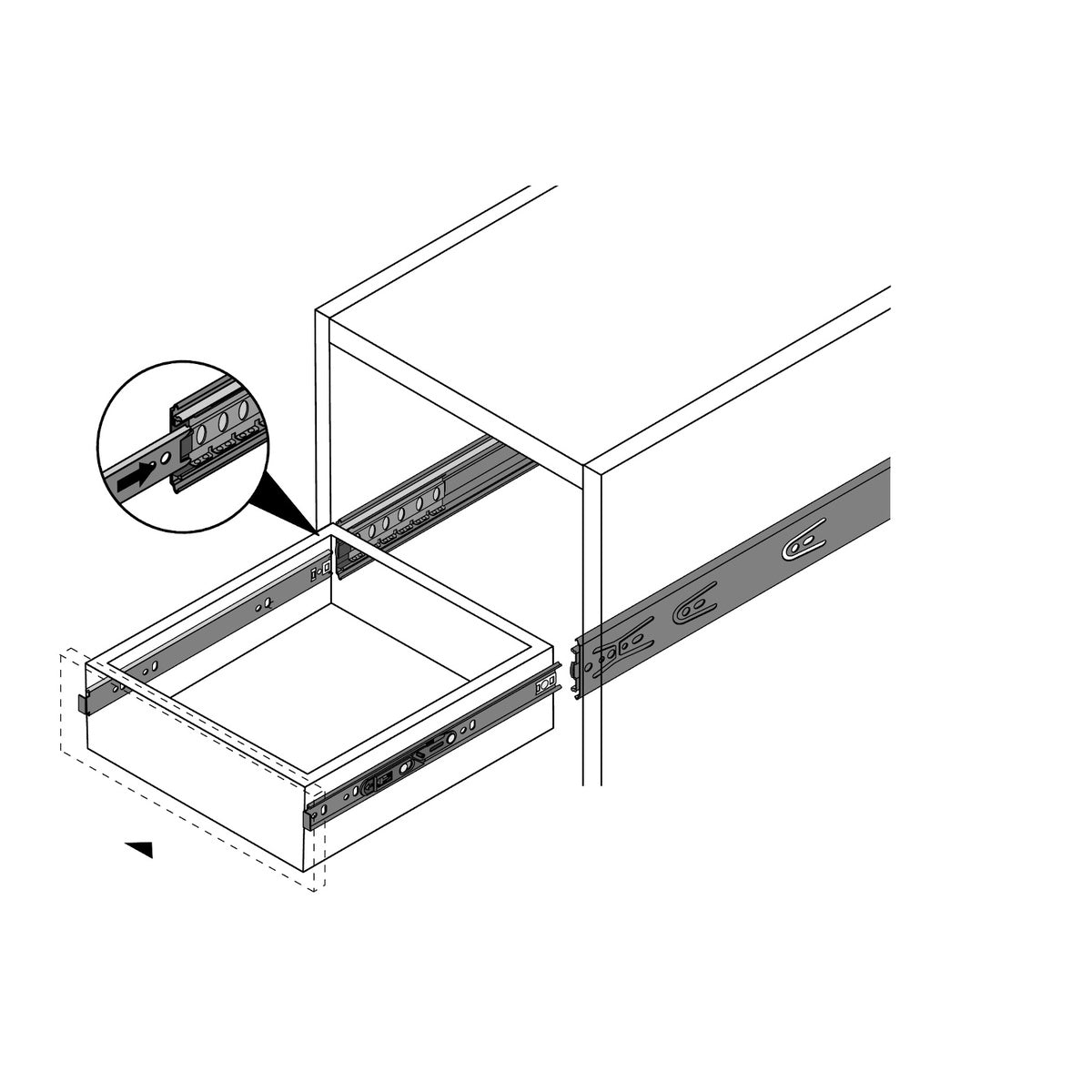 Ball Bearing Runner — Push-to-Open | 300–600mm
