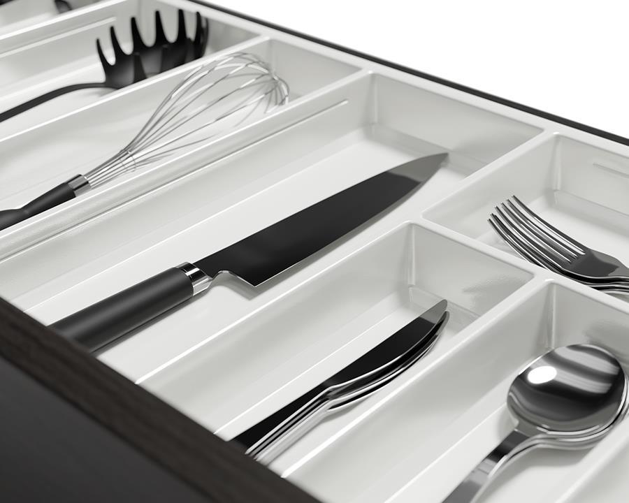 Agoform SKY Cutlery Tray in White Grained. Size: 510mm x 1150mm. To suit 1200mm wide drawer