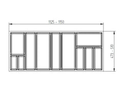 Agoform SKY Cutlery Tray in White Grained. Size: 510mm x 1150mm. To suit 1200mm wide drawer