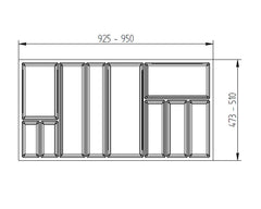 Agoform SKY Cutlery Tray in White Grained. Size: 510mm x 950mm. To suit 1000mm wide drawer