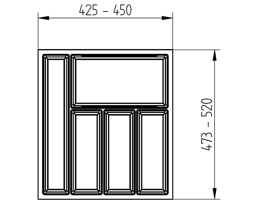 Agoform SKY Cutlery Tray in White Grained. Size: 520mm x 450mm. To suit 500mm wide drawer