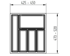 Agoform SKY Cutlery Tray in White Grained. Size: 520mm x 450mm. To suit 500mm wide drawer