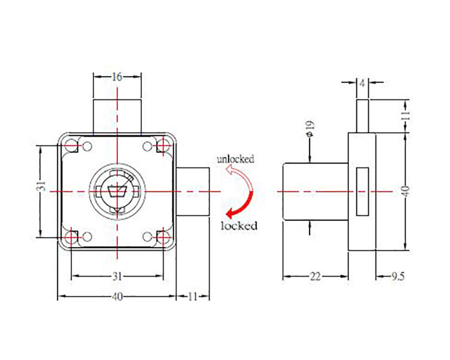 Armstrong Double Door Lock Housing. Ø19mm x 22mm Barrel Length. Incl. Rosette and Striker Plate.