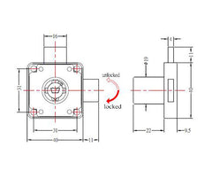 Armstrong Double Door Lock Housing. Ø19mm x 22mm Barrel Length. Incl. Rosette and Striker Plate.