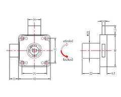 Armstrong Double Door Lock Housing. Ø19mm x 22mm Barrel Length. Incl. Rosette and Striker Plate.