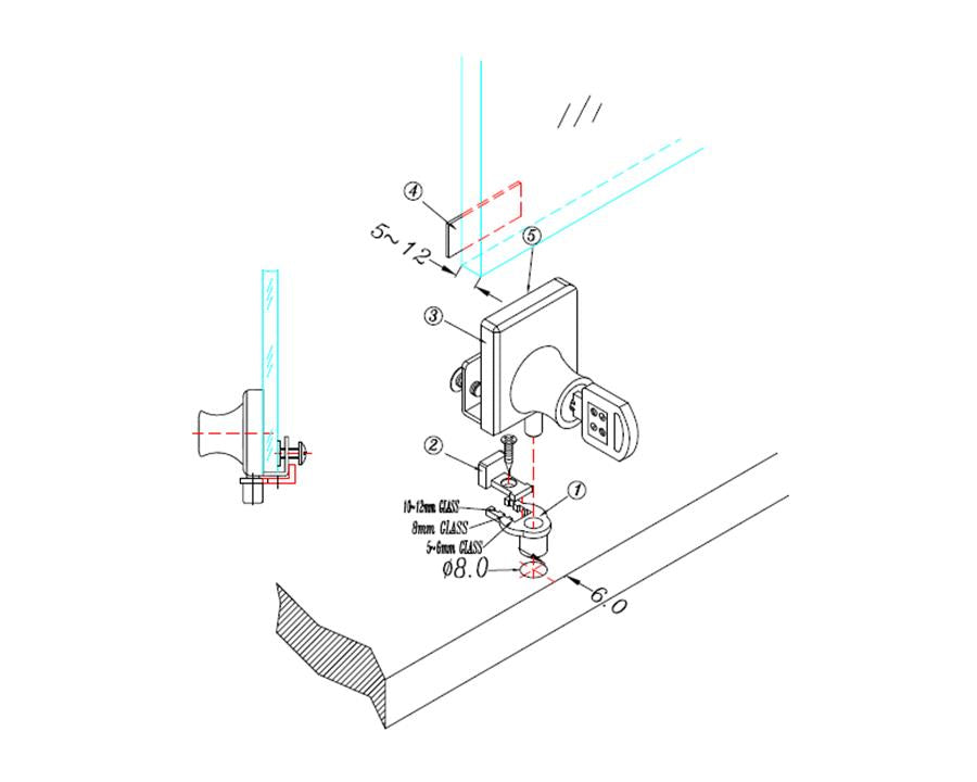 Armstrong Cabinet glass door lock - Key Alike
