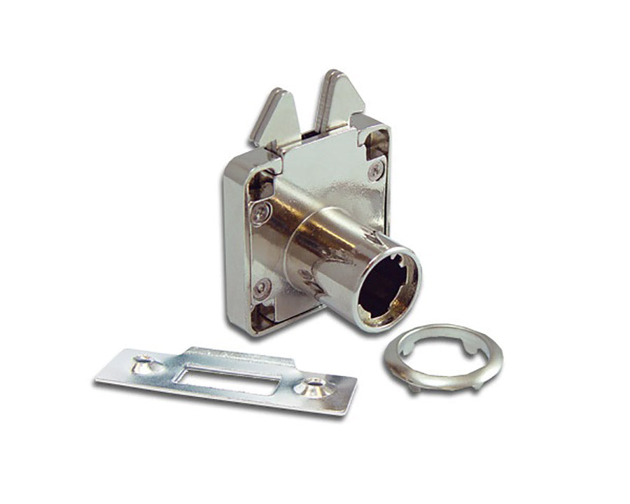 Armstrong Mortise Lock Housing. Ø19mm x 22mm Barrel Length. Incl. Rosette and Striker Plate.