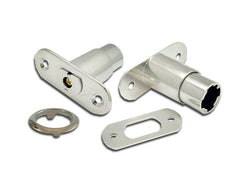 Armstrong Sliding Door Push Lock Housing. Ø19mm x 24.8mm Barrel Length. Incl. Rosette and Striker Plate.