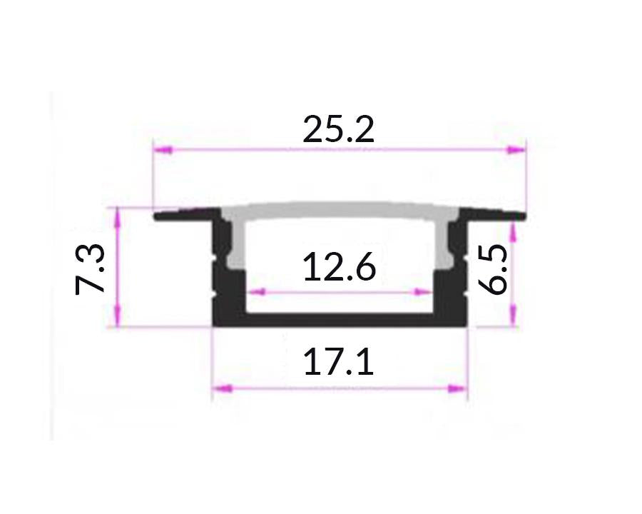 Aluminium Silver Lighting Channel and Opaque Diffuser. Size: 2900mm