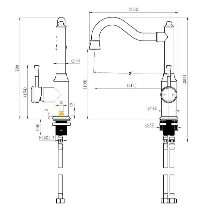 1 Montpellier Shepherd's Crook Kitchen Mixer – Chrome