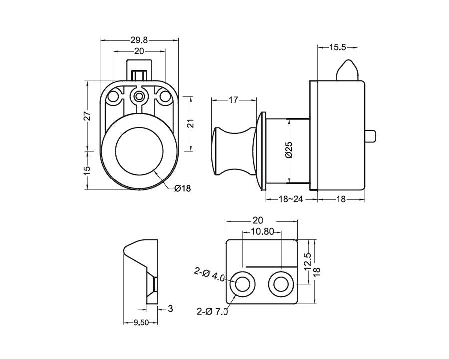Armstrong Push Knob with Latch