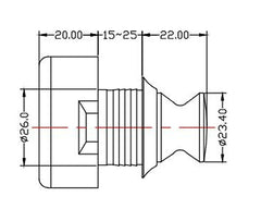 Armstrong Push Knob with Spring Latch. Colour: Brown. For door thickness 15-25mm