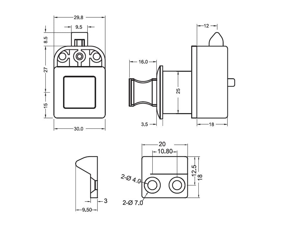 Armstrong Push Knob with Latch