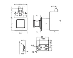 Armstrong Push Knob with Latch