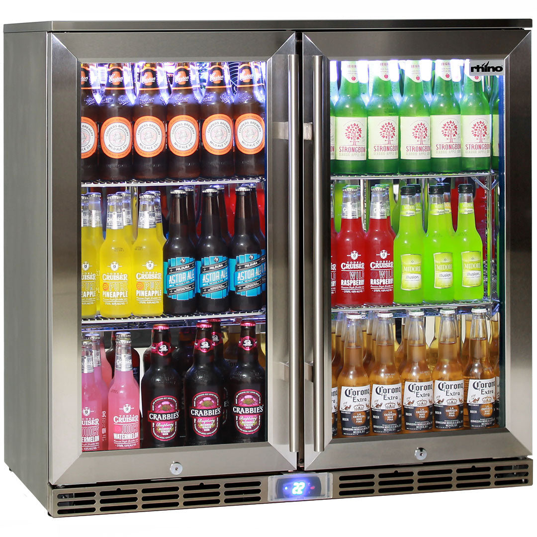 Alfresco Glass Twin Door Bar Refrigerator With Outdoor IP24 Rating with LOW E Glass - Model GSP2H-SS