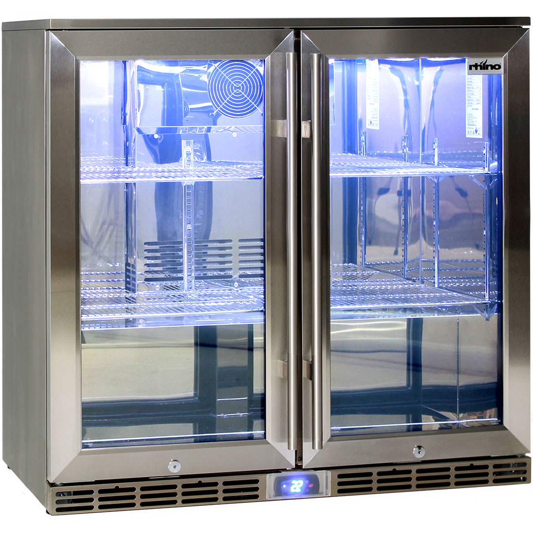 Alfresco Glass Twin Door Bar Refrigerator With Outdoor IP24 Rating with LOW E Glass - Model GSP2H-SS