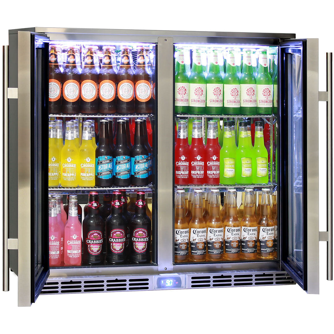 Alfresco Glass Twin Door Bar Refrigerator With Outdoor IP24 Rating with LOW E Glass - Model GSP2H-SS