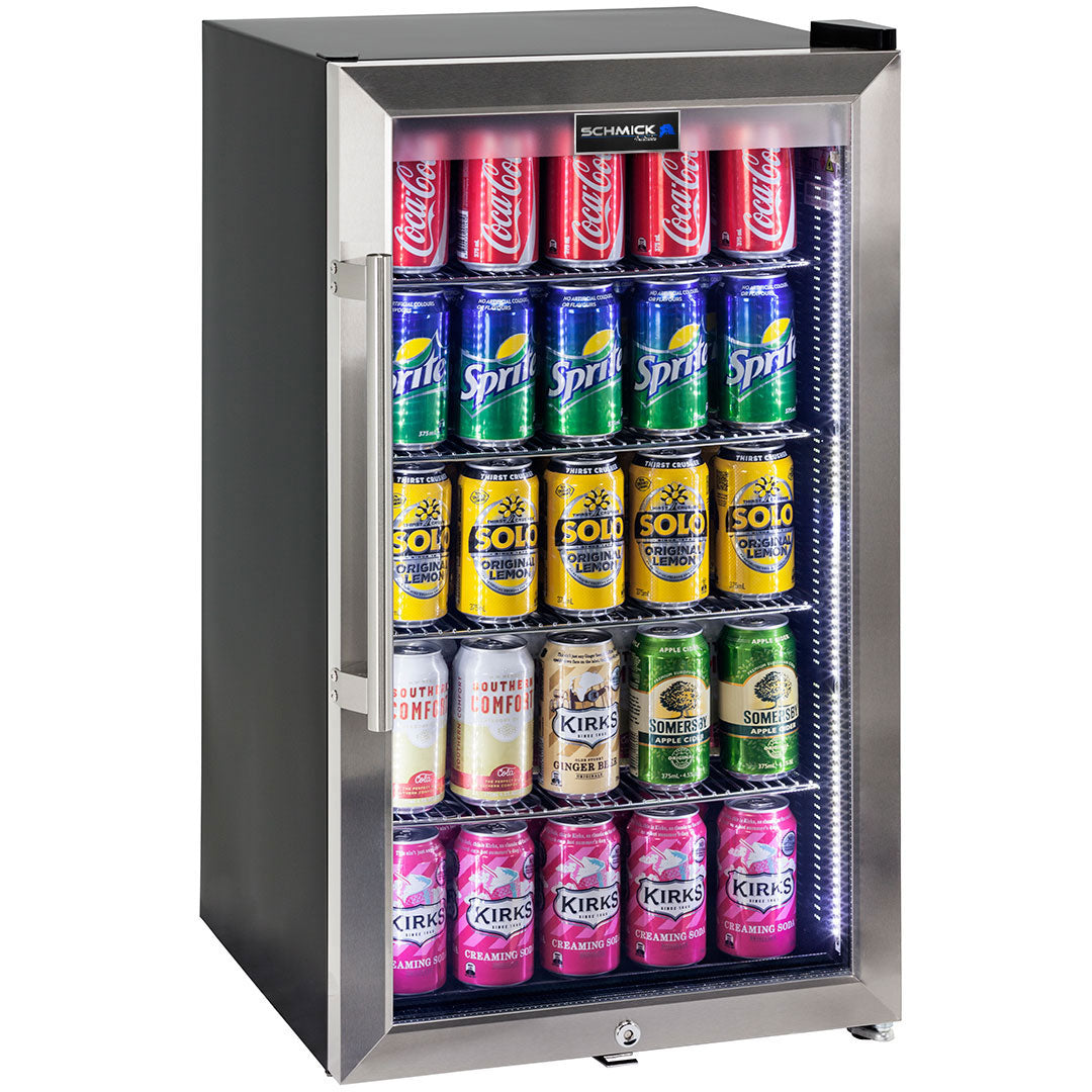 AAA Schmick Outdoor Triple Glazed Alfresco Bar Fridge With Led Strip Lights, Lock and LOW E Glass, indoor use also perfect! - Model HUS-SC88-SS