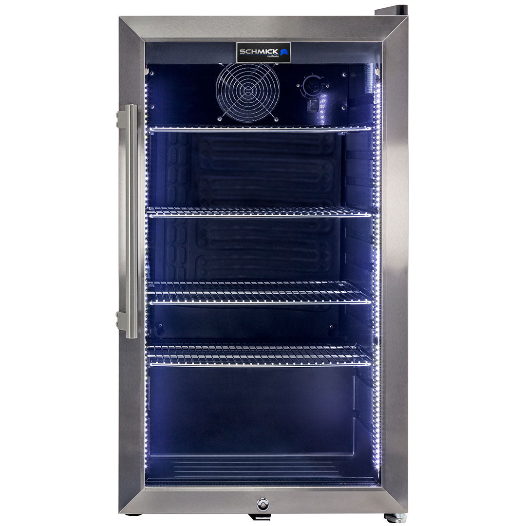 AAA Schmick Outdoor Triple Glazed Alfresco Bar Fridge With Led Strip Lights, Lock and LOW E Glass, indoor use also perfect! - Model HUS-SC88-SS