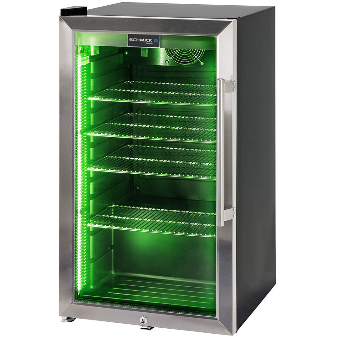 AAA Schmick Outdoor Triple Glazed Alfresco Bar Fridge With Led Strip Lights, Lock and LOW E Glass, indoor use also perfect! - Model HUS-SC88L-SS