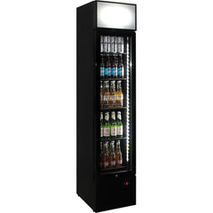 A Schmick Skinny Upright Glass Door Bar Fridge Triple Glazed LOW E Glass, Lock And LED Light Box - Model SS-P160FA