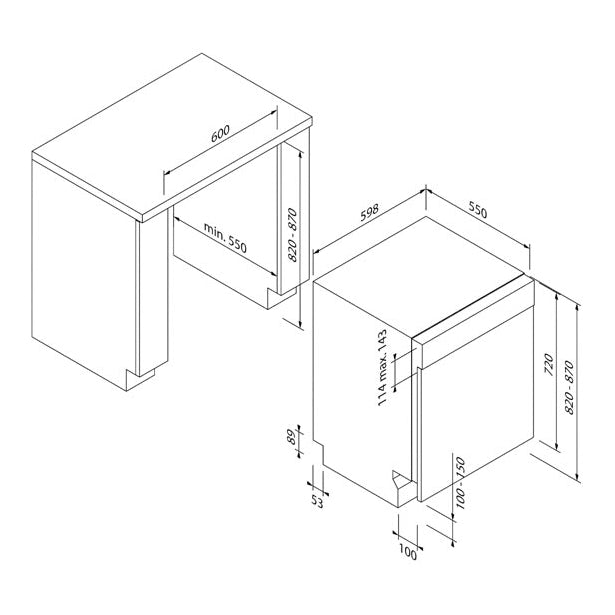 60cm Semi-Integrated Dishwasher | 12 Place Settings