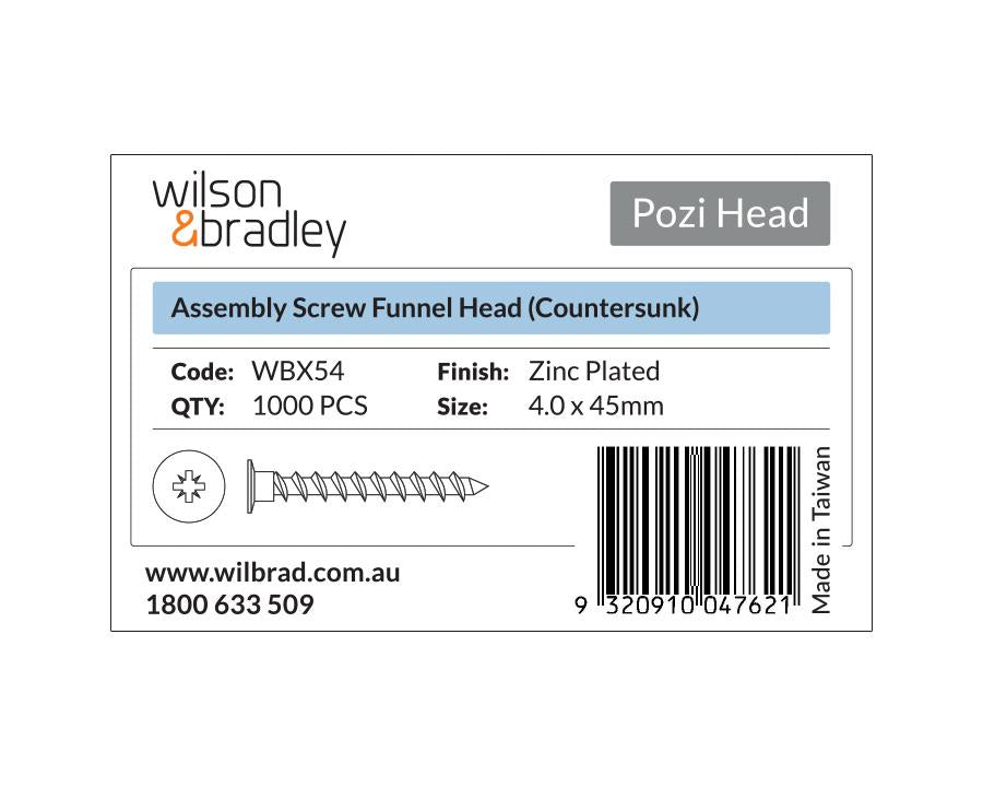 Assembly Screw — Funnel Head Countersunk | Pack of 1000